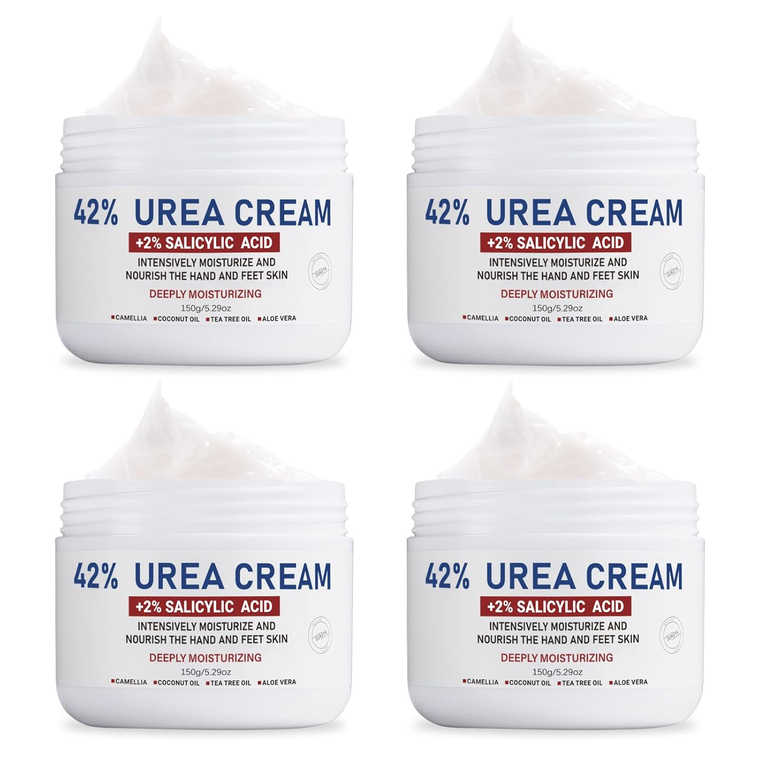 OUKEYA Urea Cream 42% plus Salicylic Acid 2%, Intensive Moisturizer for Dry, Rough Feet and Hands, Deep Hydration, Gentle Exfoliation, Pack of 4