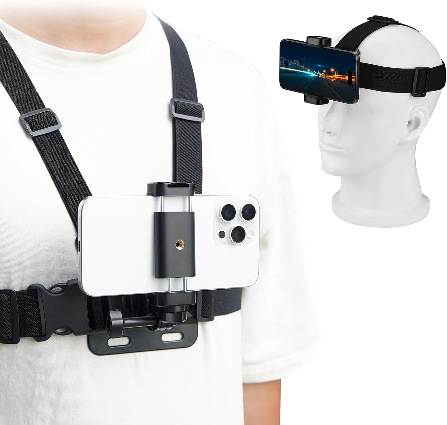 POV Phone Chest Mount for iPhone, Head Mount Camera for Recording Vlog Body Harness Strap Holder Clip Kit for Gopro, for DJI Osmo Pocket 3, for Insta360 X5 X4 X3, for Samsung Accessories