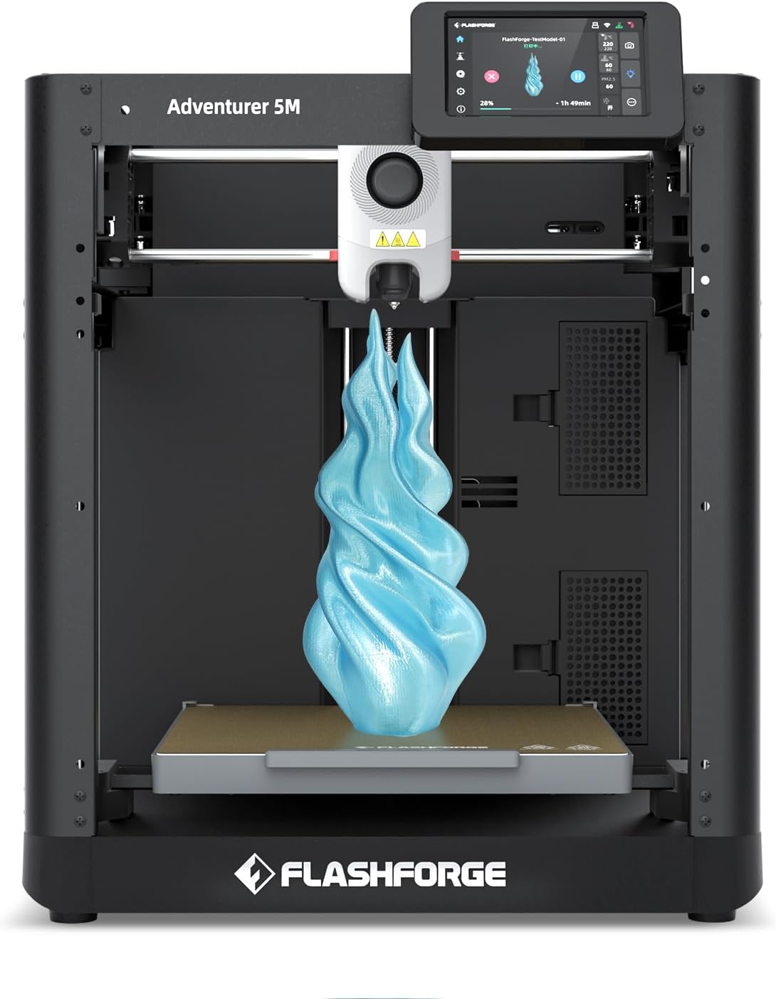 FLASHFORGE Adventurer 5M 3D Printer, 600mm/s High-Speed, 1 Click Fully Auto Leveling, Upgraded Direct extruder Quick Detachable 280°C Nozzle, Print Size 220x220x220mm（AD5M）