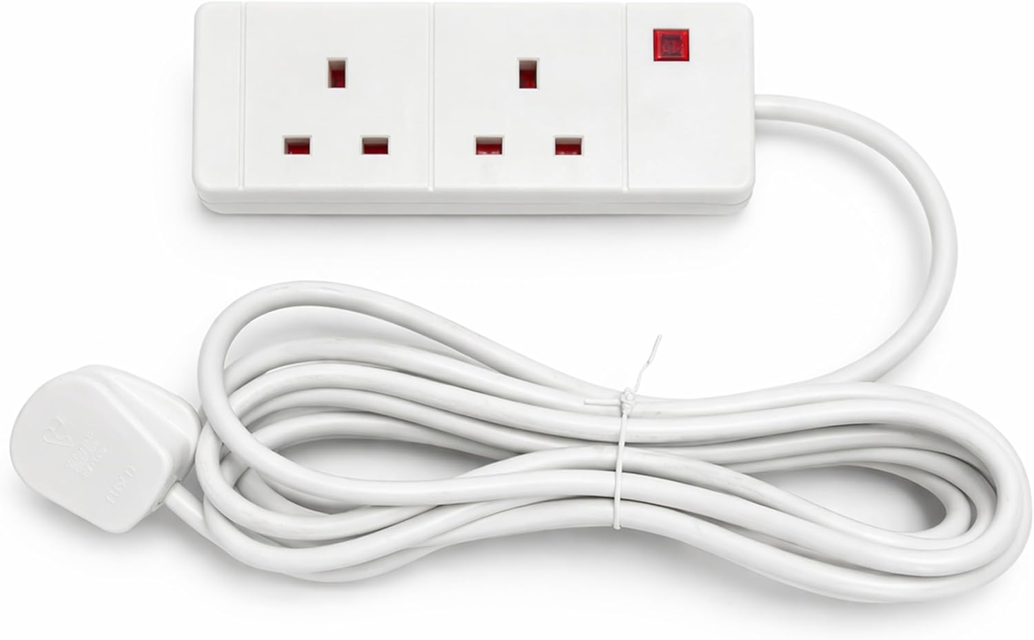 STATUS 2 Socket Extension Lead with Neon Indicator, 6m Extension Cable 13A, Power Strip for Home, Office or Events, White (S2W6MS8)