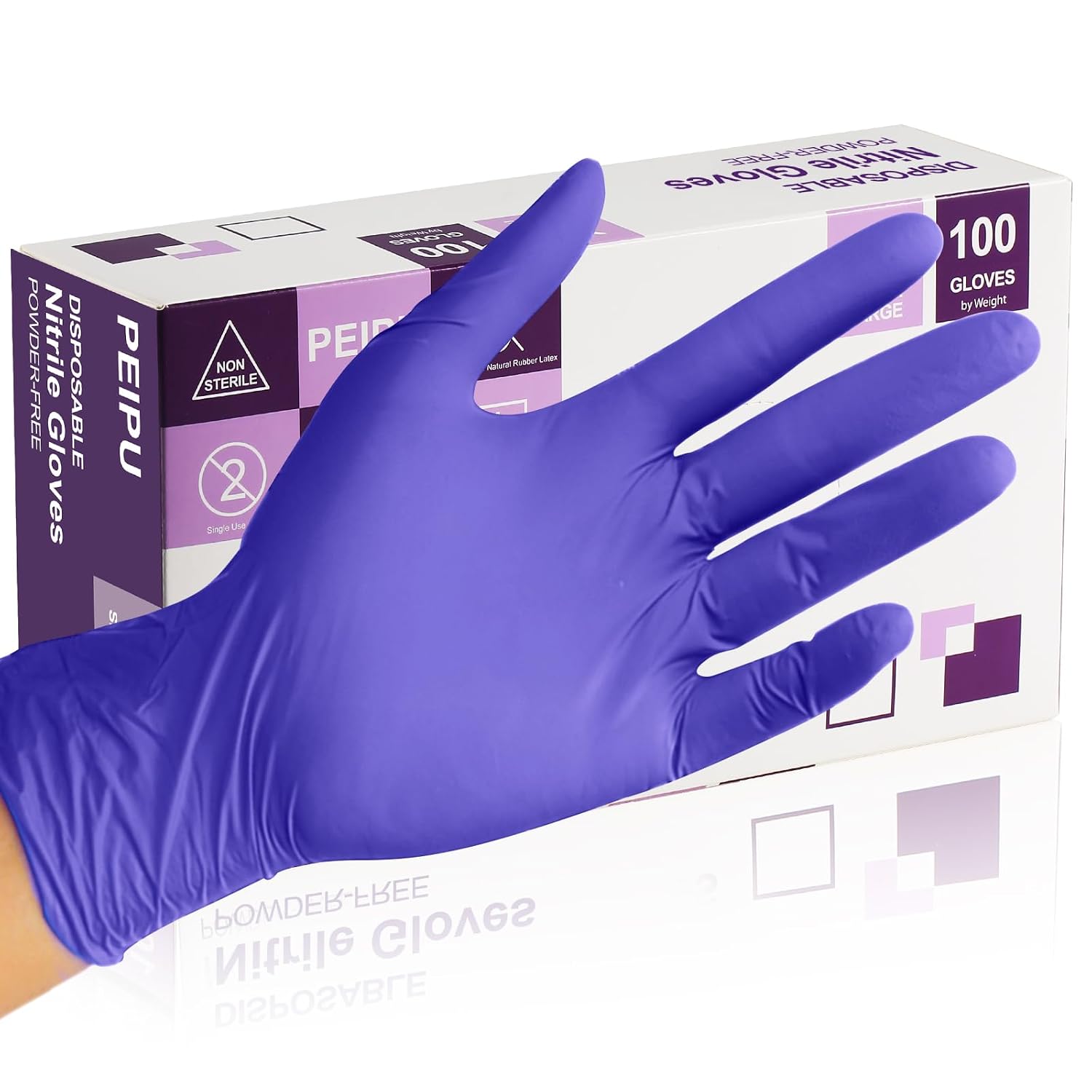 PEIPU Nitrile Gloves, Disposable Cleaning Gloves,(Medium, 100-Count) Powder Free, Latex Free,Rubber Free, Single Use Non-Sterile Protective Gloves for Cooking, Cleaning & More.