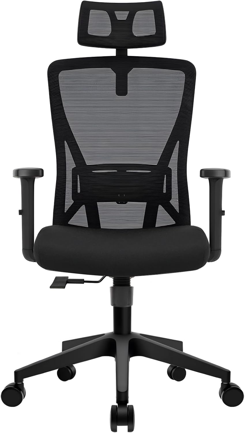 Office Chair, Ergonomic Office Chair with Adjustable Armrests Headrest and Lumbar Support 130° Tilt Function High-Back Mesh Desk Chair Suitable for Homes/Offices,150kg Capacity, Black