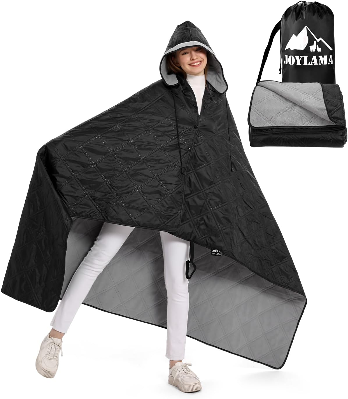 JOYLAMA Outdoor Camping Blanket, Fleece Waterproof Stadium Blanket with Portable Bag, Lightweight for Cold Weather, Sports, Pet, Beach, Picnic, Stadium, Travel, Car, 79 * 54inch
