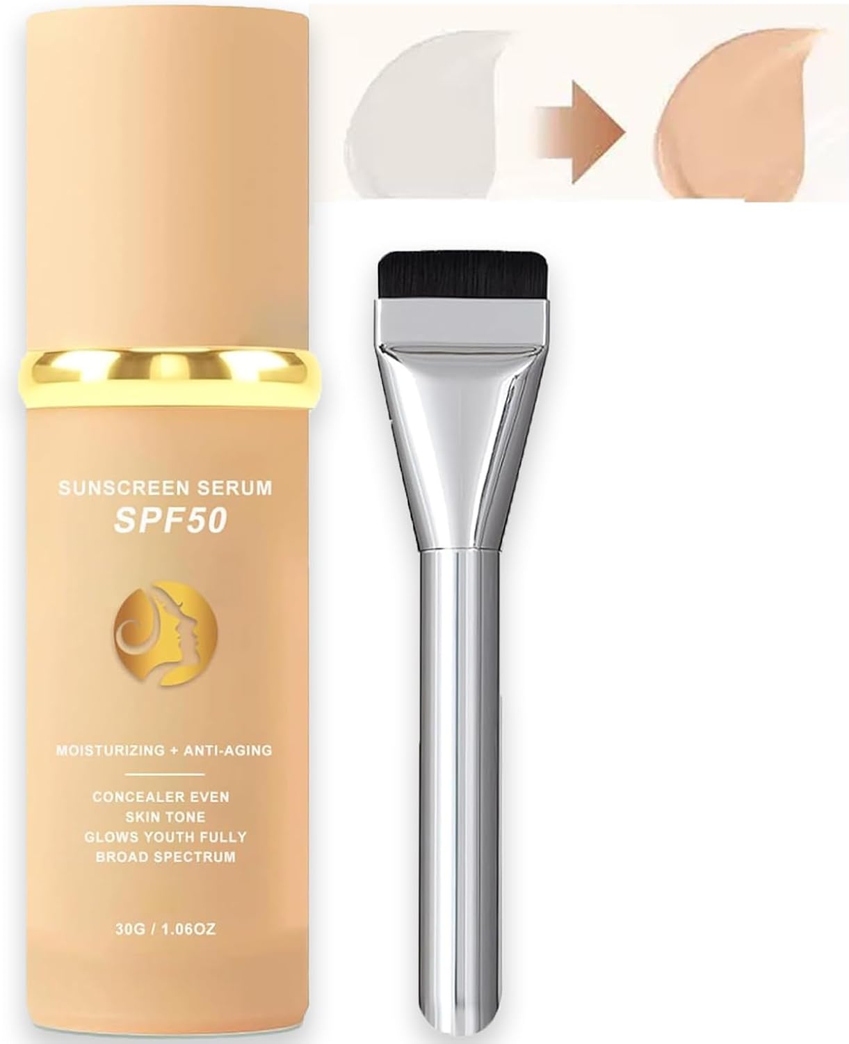 4-in-1 Foundation Colour Changing Liquid Foundation with Brush,SPF50 Sunscreen Serum Concealer Cover Moisturizing all Skin Tone Color Matching Foundation