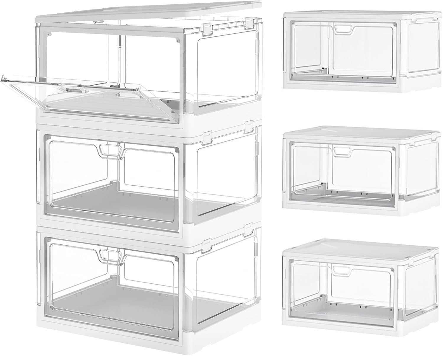 Storage Boxes with Lids - 23L*3 Plastic Storage Box with 3 Lids, Stackable Storage Boxes, Storage Drawers, Large Storage Box with Lids for Bedroom, Living Room, Kitchen, 3 Packs