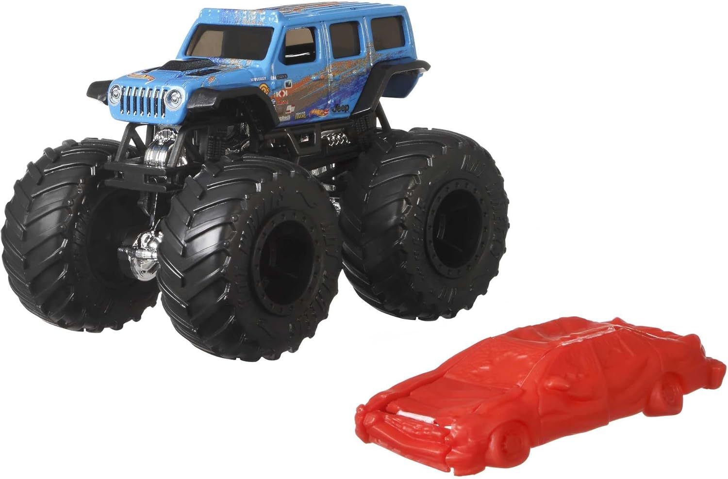 Hot Wheels Monster Trucks Set, 1 Toy Truck in 1:64 Scale & 1 Crushable Car, Vehicle Play for Kids & Collectors (Styles May Vary), FYJ44