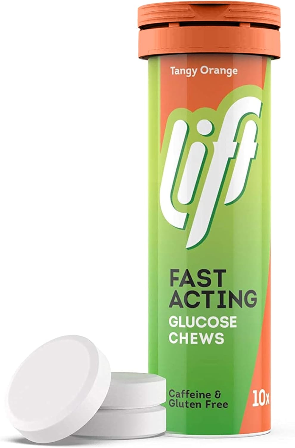 Lift Fast-Acting Glucose Tablets, Orange, 10 Count, 12 Pack