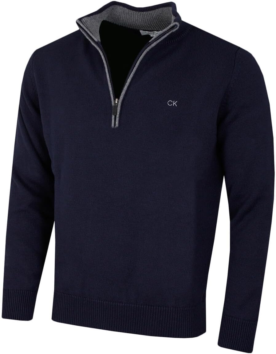Calvin Klein Mens 2025 Knit Cotton 1/2 Zip Golf CK Top Sweater