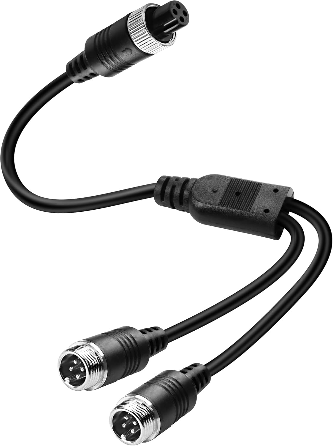 MEIRIYFA Car Video M12 4Pin Aviation Extension Cable Adapter, 40CM (1 Female to 2 Male) Y Splitter Converter Wire for CCTV Rearview Camera Truck Bus Vehicle
