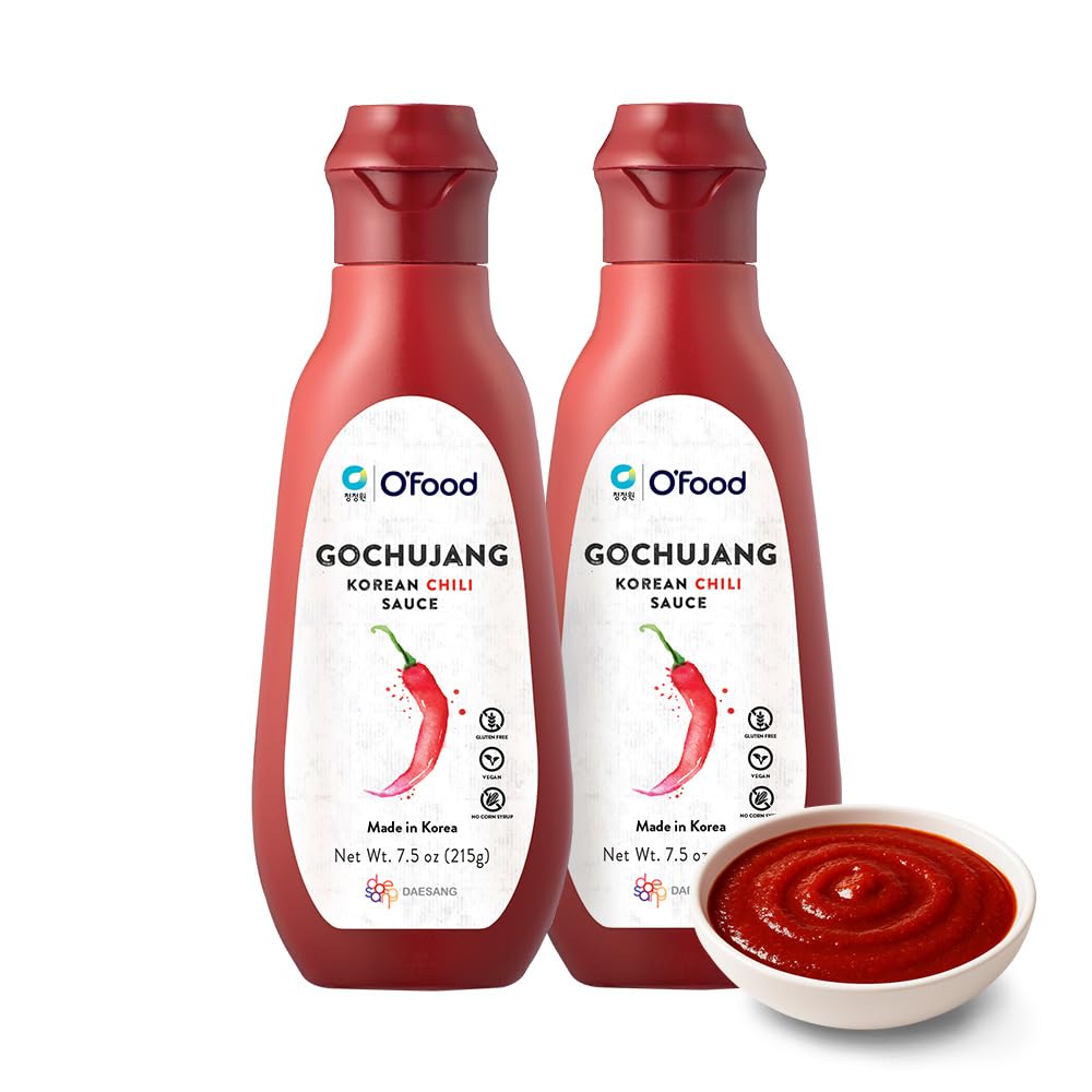 Premium Korean Gochujang Korean Chili Sauce [7.5 oz, Pack of 2] – Medium Hot Squeeze Bottle | Korean Hot Pepper Paste Sauce for Bibimbap, Tteokbokki, Stir-Fry, Noodles, Rice & More – Vegan, Gluten-Free - O’food