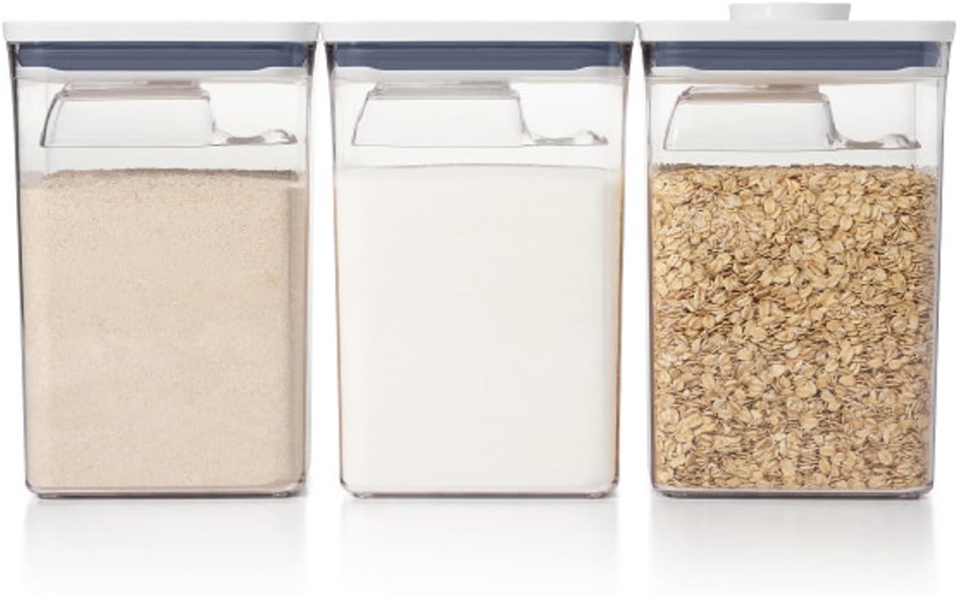 OXO Good Grips 6 Piece(3 Containers & 3 Scoops) Large Canister Set with Scoops, 4.4 qt each, White
