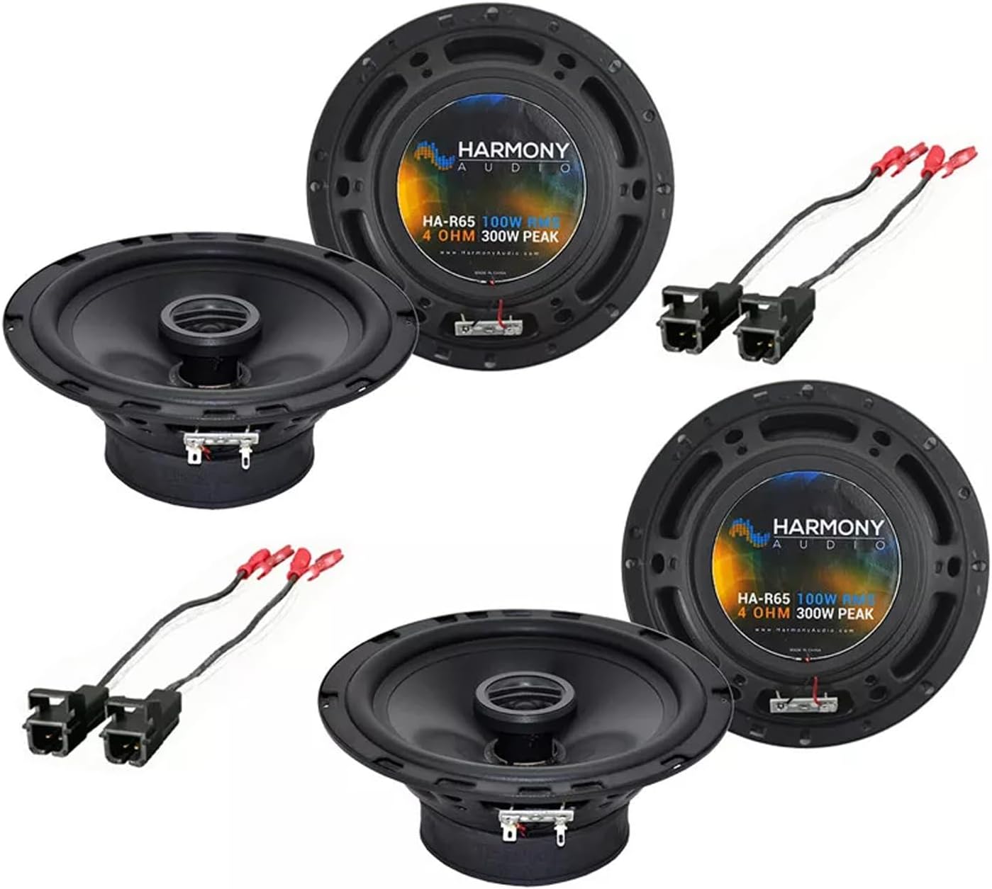 Harmony Audio Bundle Compatible with 2002-2009 GMC Envoy (2) HA-R65 6.5" New Factory Speaker Replacement Upgrade Package 300W Speakers with HA-724568 Factory Speaker Replacement Harness