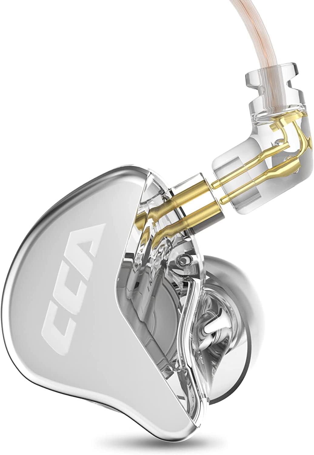 CCA CRA in Ear Monitor Headphones, Ultra-Thin Diaphragm Dynamic Driver Super Bass Clear Sound Gaming Earbuds Wired IEM Earphones with Detachable Cable, in Ears for Singers Musician DJ Stage (White)