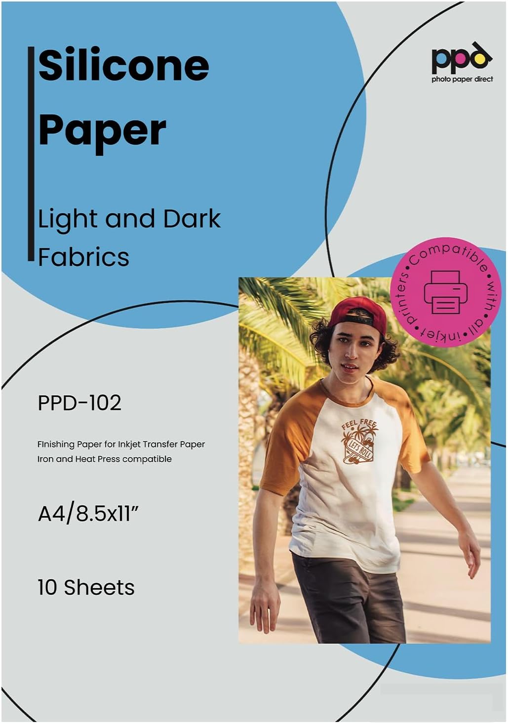 PPD Silicone Paper for Heat Transfer, A4, 8.5 x 11 inch Protective Sheet Cover for use with Iron or Heat Press Machine for T Shirts, Non Stick & Reusable (10 Pack)