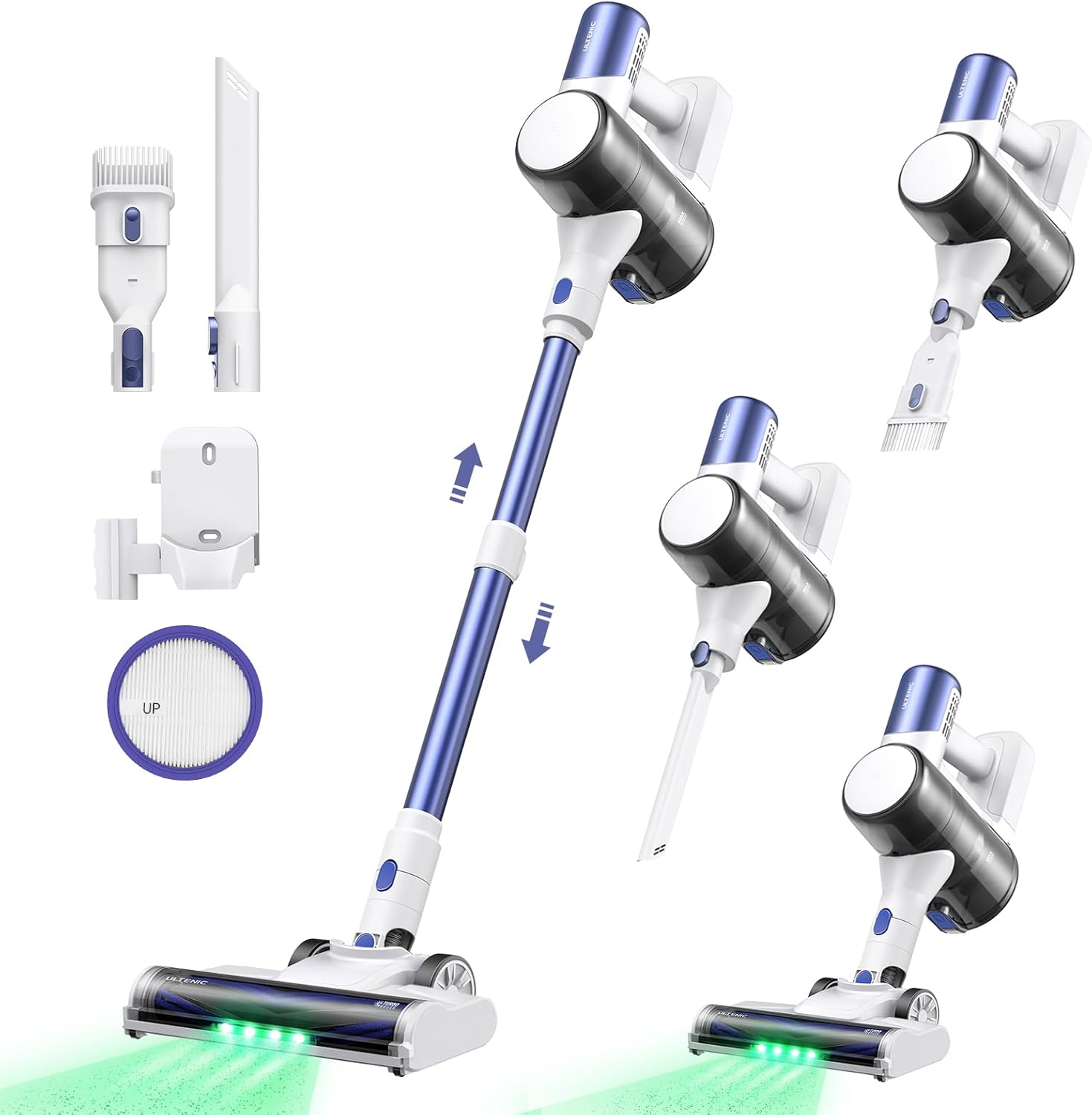 Ultenic U10 Cordless Vacuum Cleaner, 40000Pa Powerful Suction, Self-Standing, Lightweight Stick Vacuum with Anti Hair Wrap, Handheld/Upright for Pet Hair, Carpets & Hard Floors, Rechargeable Battery