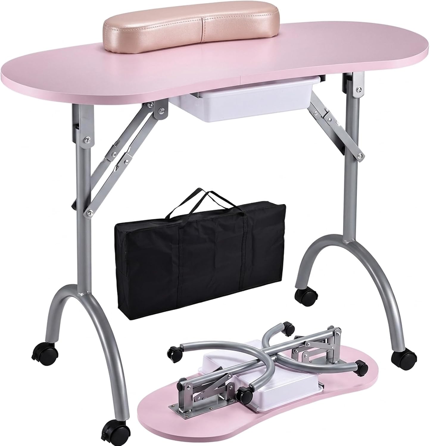 Joligrace Manicure Table Nail Desk Professional Foldable Portable Table