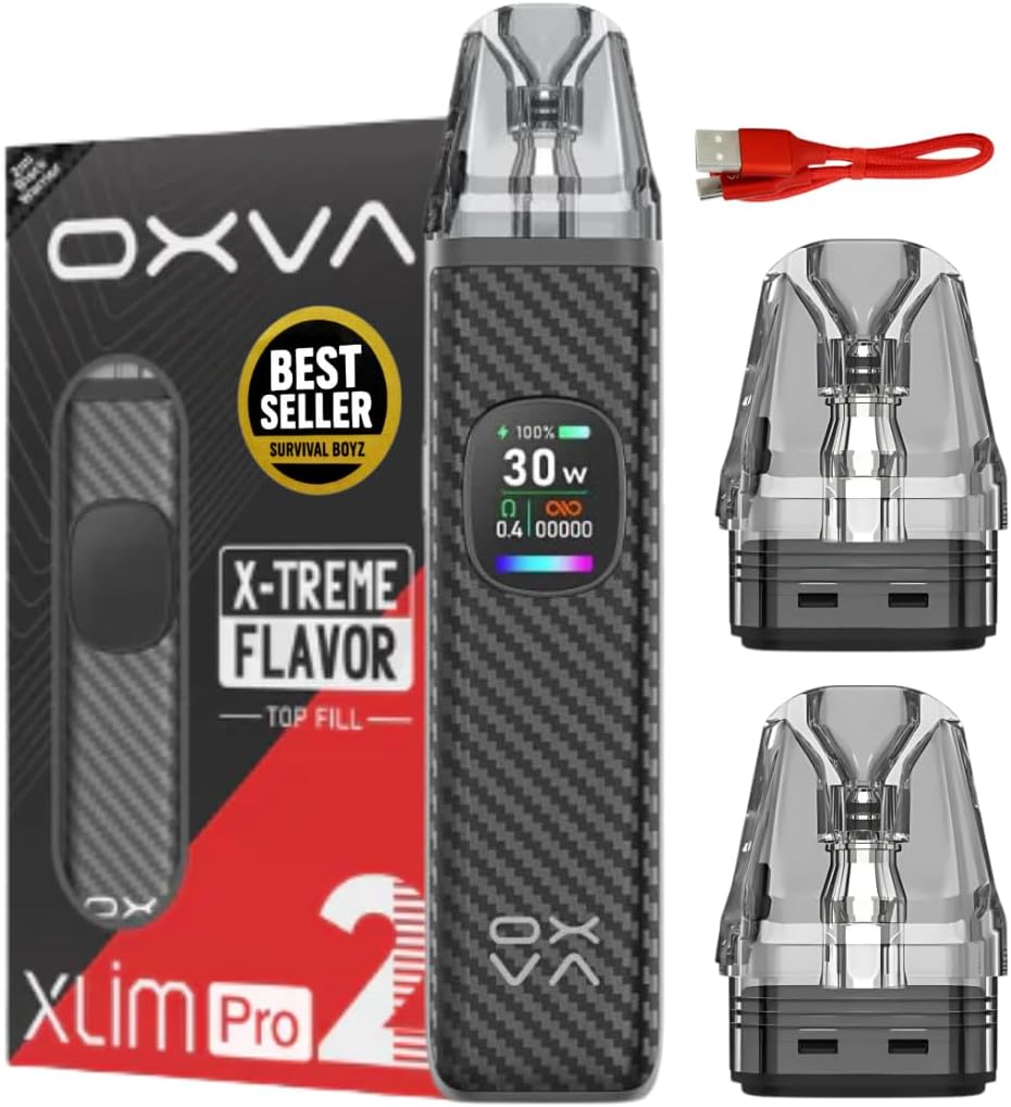 Oxva Xlim Pro 2 Pod Kit [Black Warrior] - Available in 24 colours, 2A Fast Charge, 1300mAh Battery, 0.56" Ultra-HD Color Screen - No Nicotine