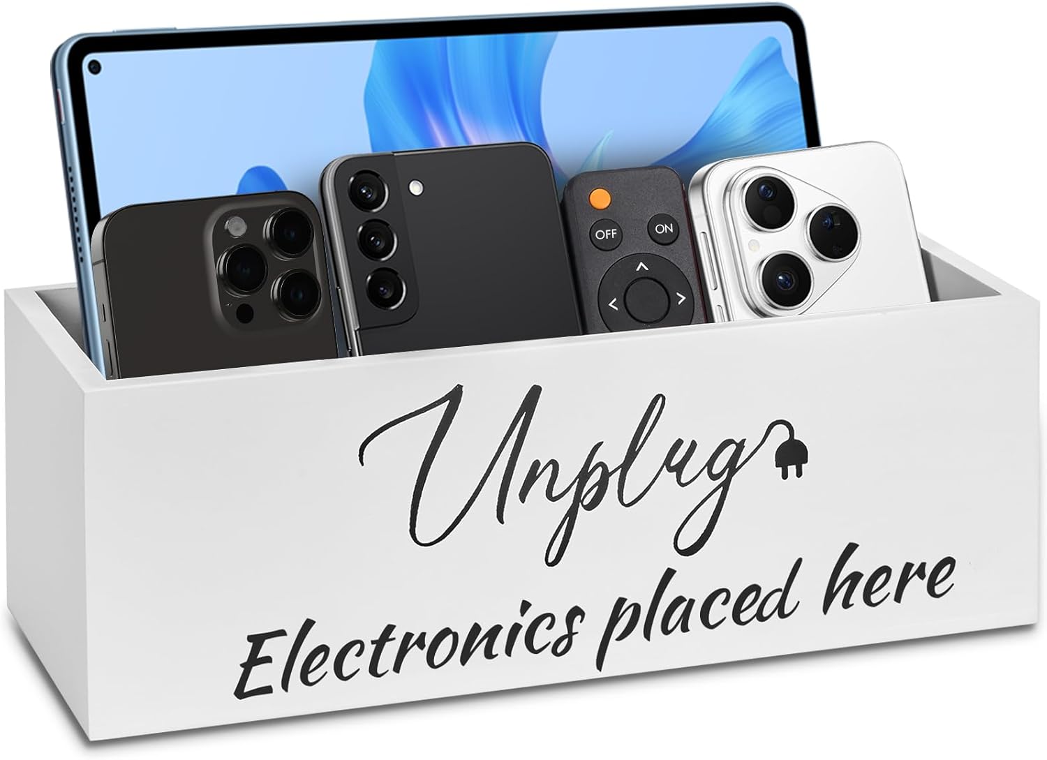 Unplug Box,Premium Cell Phone Box for Family Time,Holds 18 Phones,Cell Phone Jail with Charging Holes for Phones, Tablet, Electronics Holder