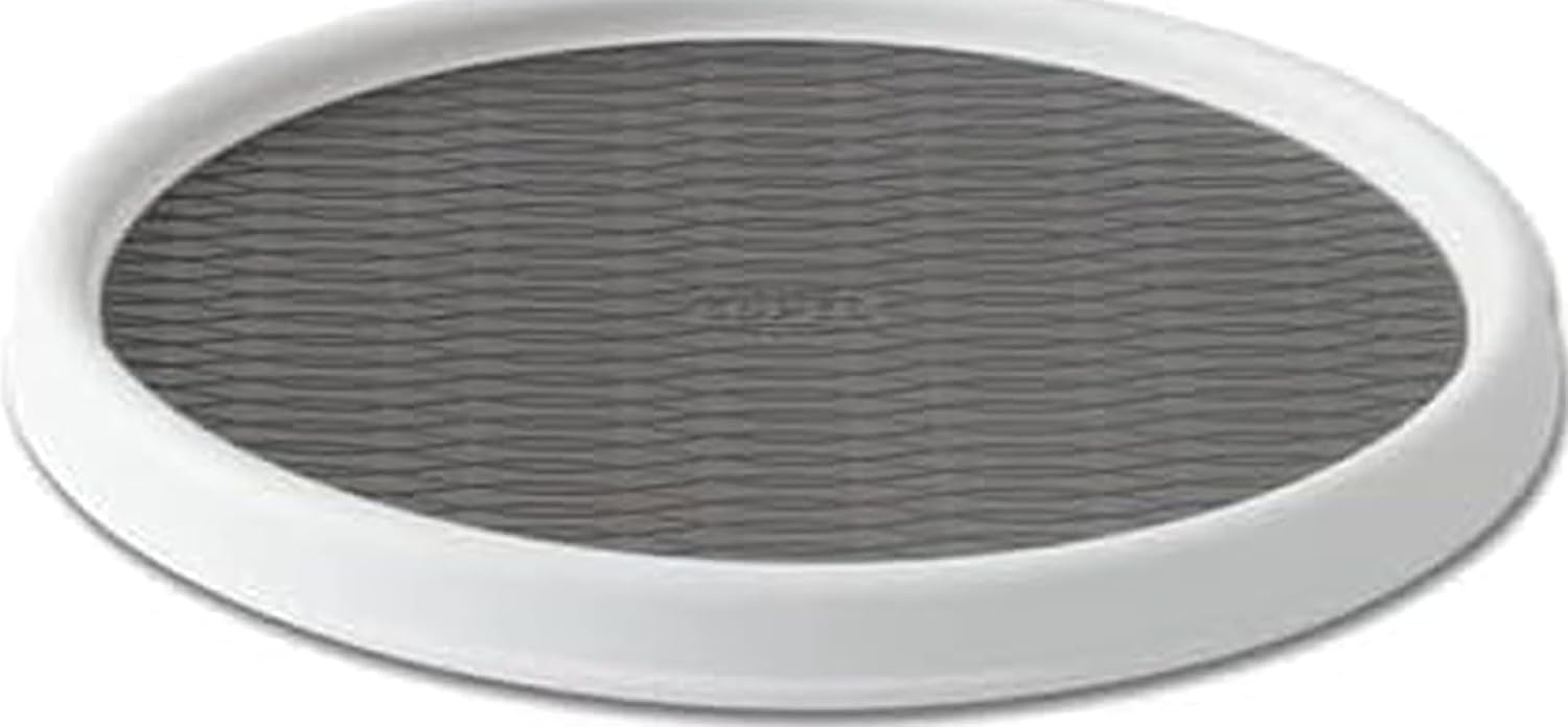 Copco Basics Non-Skid Pantry Cabinet Lazy Susan Turntable, 12-Inch, White/Gray, 1 Count (Pack of 1)
