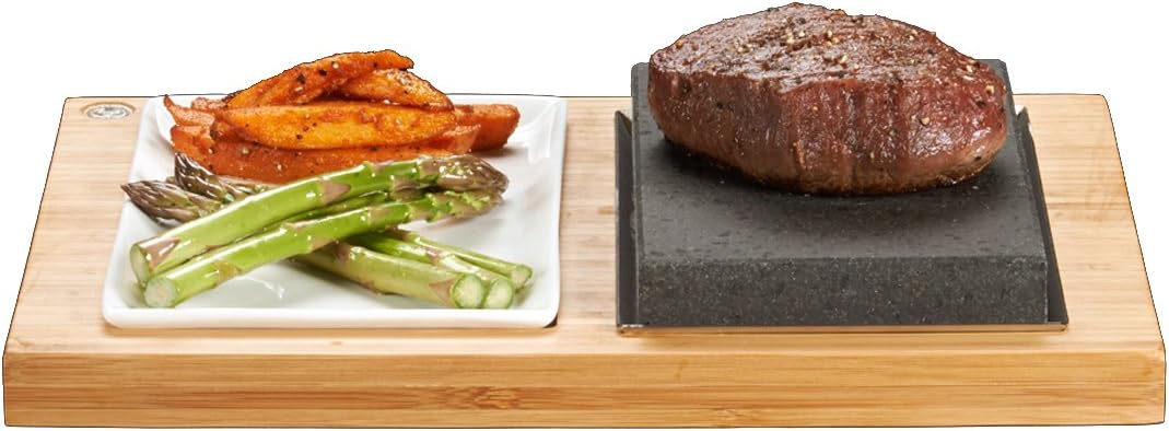 The SteakStones Steak and Sides Set, an Official SteakStones Hot Stone Cooking Product. A fun, interactive way to enjoy Steak on the Stone using Lava as seen on Dragons Den