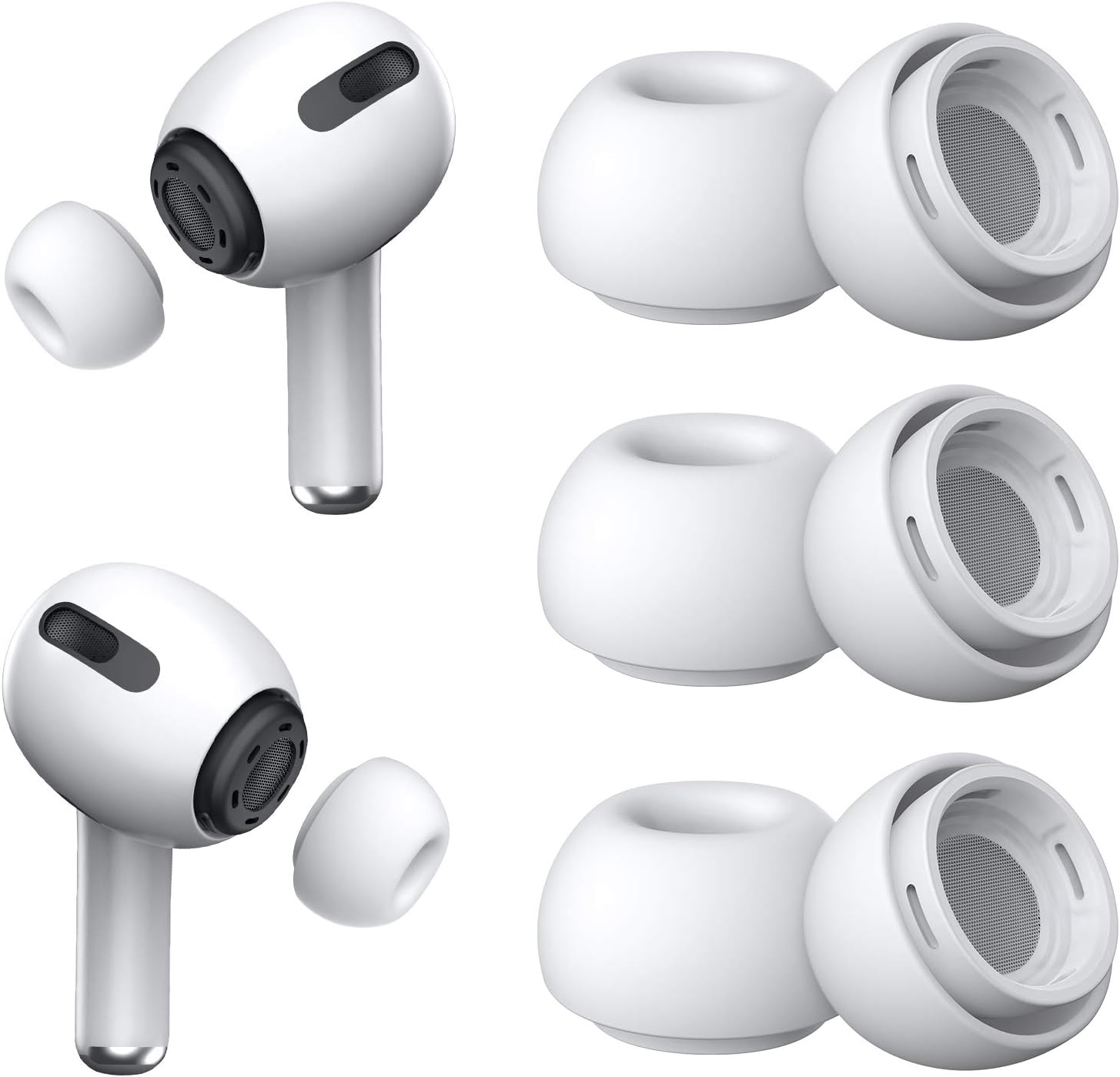 [3 Pairs] Replacement Ear Tips for Airpods Pro and Airpods Pro 2nd Generation with Noise Reduction Hole,Silicone Ear Tips for Airpods Pro with Portable Storage Box and Fit in The Charging Case(Medium)