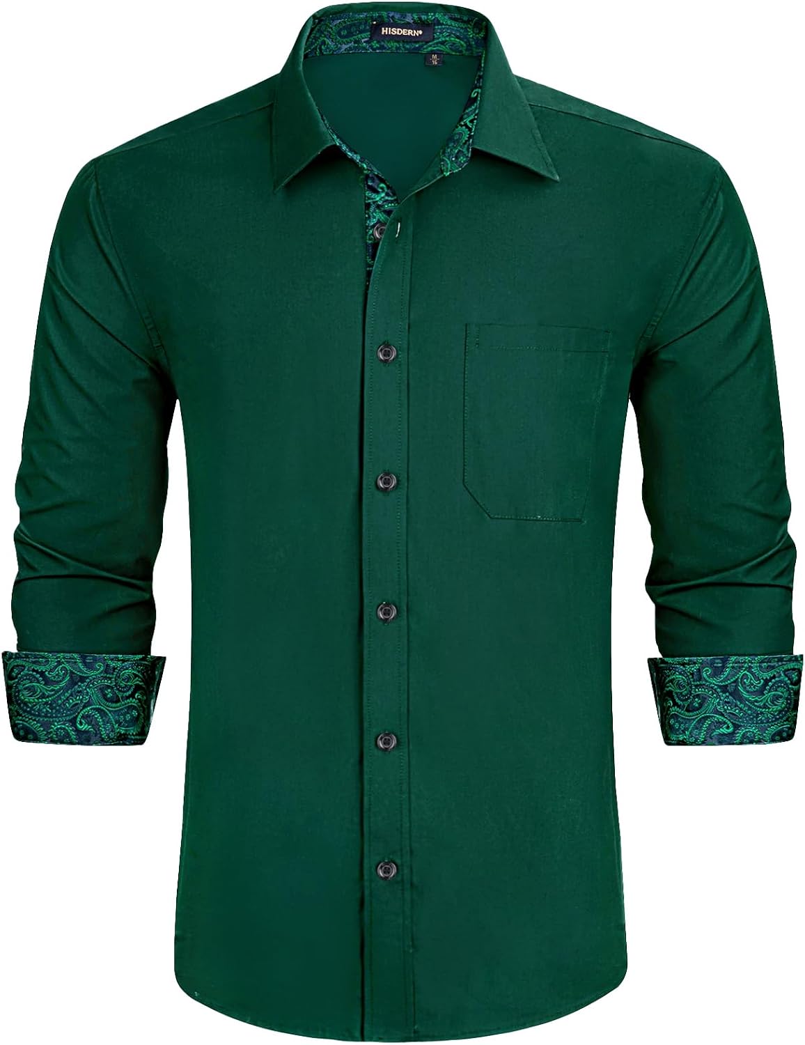 HISDERN Men's Dress Shirts Long Sleeve Formal Casual Business Shirts for Men Regular Fit Button Down Wedding Party Work with Pockets