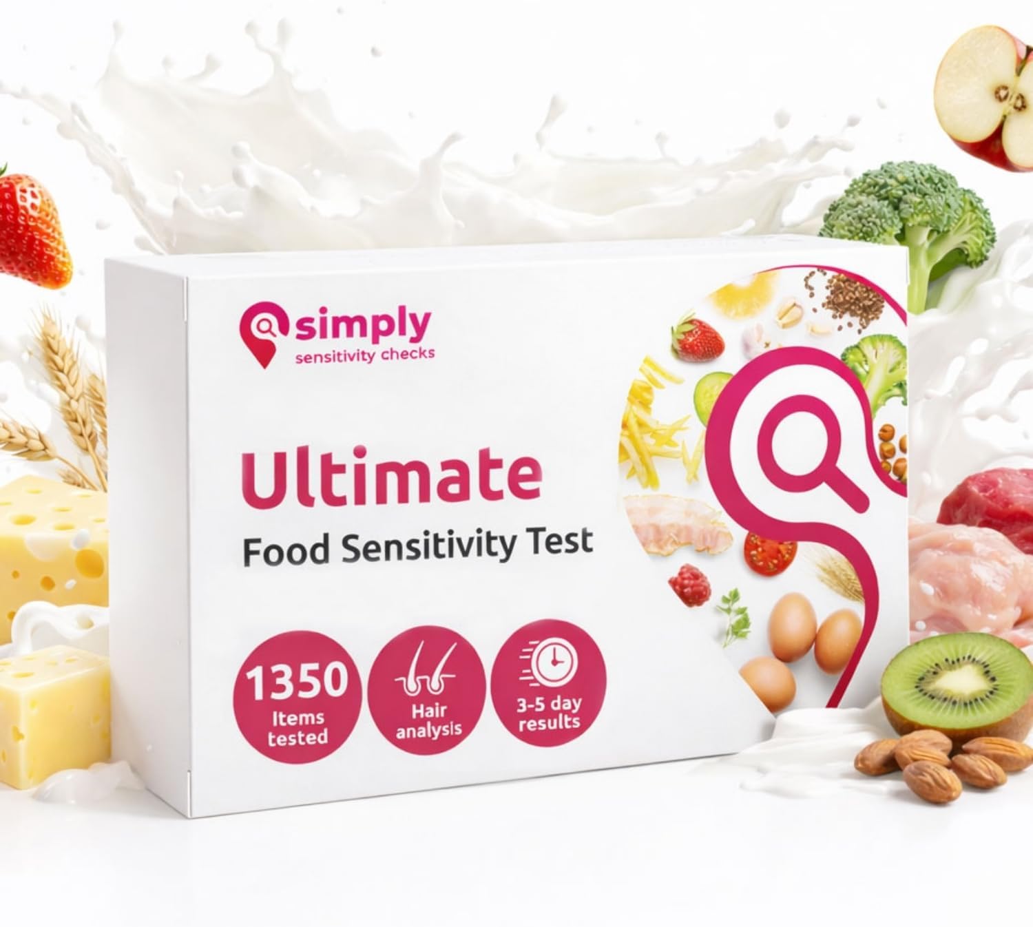Simply Sensitivity Checks 1350+ Items Ultimate at Home Food Sensitivity Test Kit for Adults – Accurate Hair Strand Test for Gut Health, Digestion, Additives, Vitamins – Results in 3-5 Days