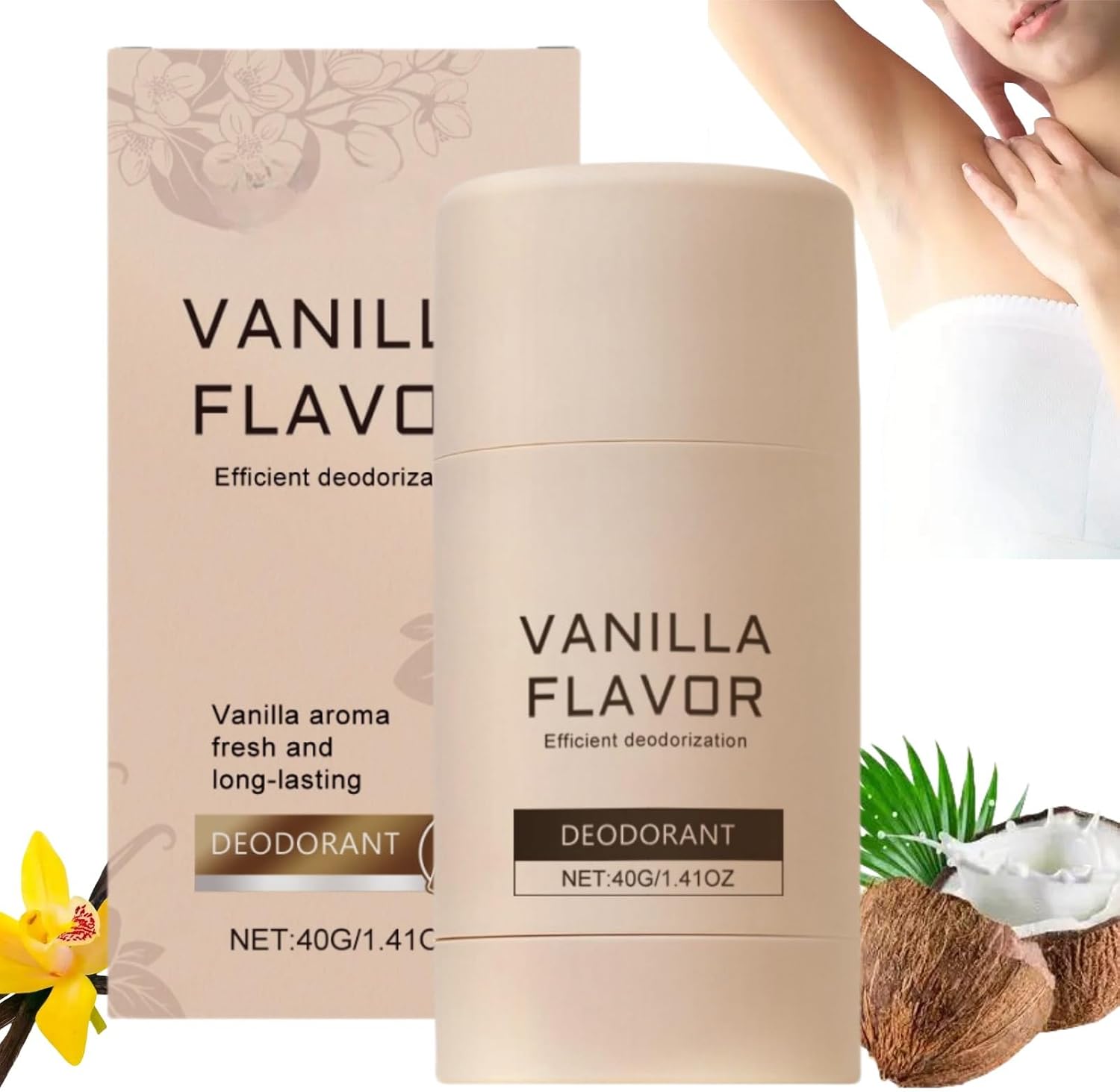 Vanilla Skin Deodorant,Body Deodorant,Natural Refillable Deodor/ant,Deodora/nt Womens Stick,Natural De/odorant for Wo/men,Long-Lasting Solid Deo/dorant for Wo/men,Skin Protection,Roll On Deodor/ant