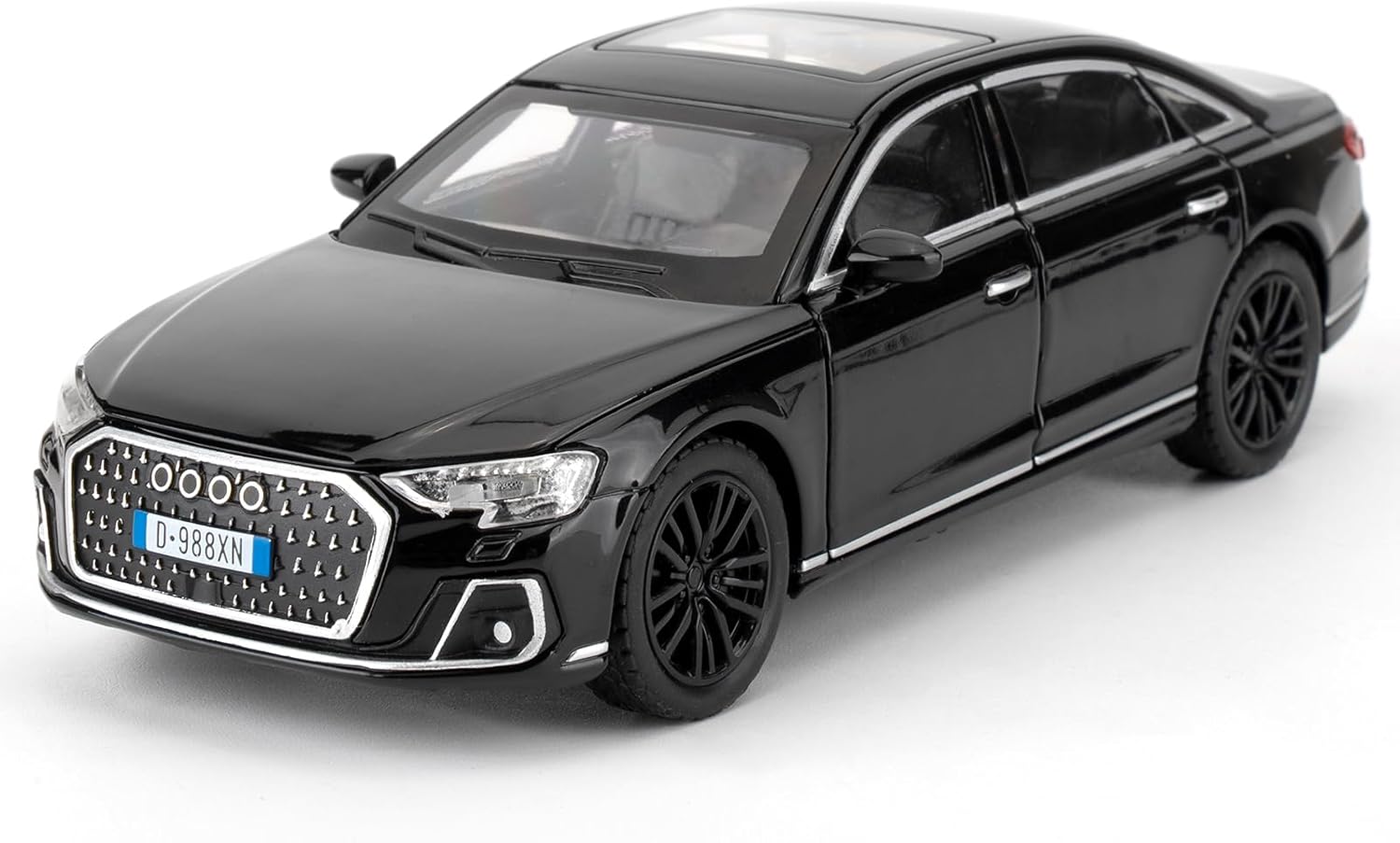 1/32 A8 Model Car with Sound and Light Function, Toy Vehicle with Pull Back Function, Children's Collectible Model Car, Gift for Kids (black）