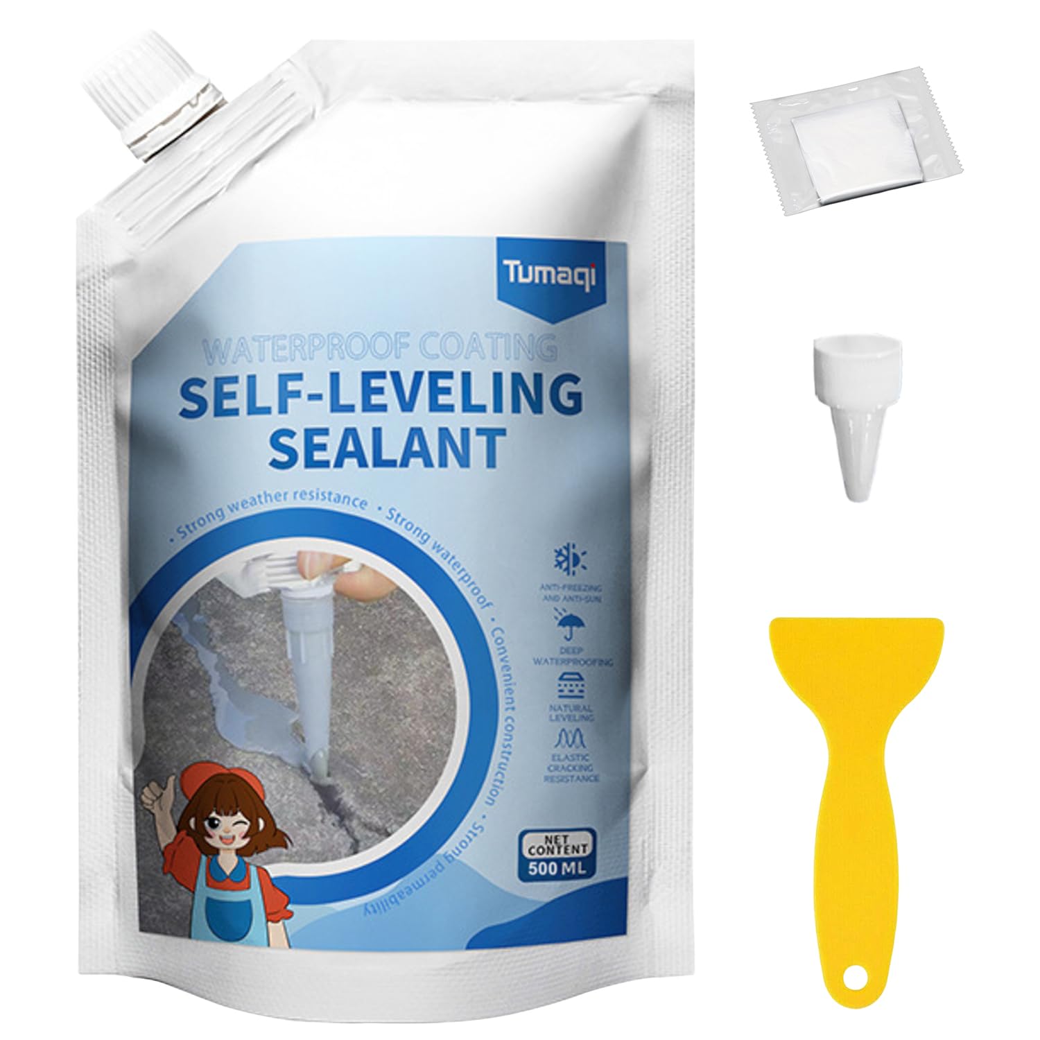 Concrete Caulking Adhesive,Self Leveling Concrete Crack Filler,Self Leveling Sealant,Heavy Duty Crack Filler for Driveway,Quick Drying Sealant for Professionals(Grey/1Pcs)