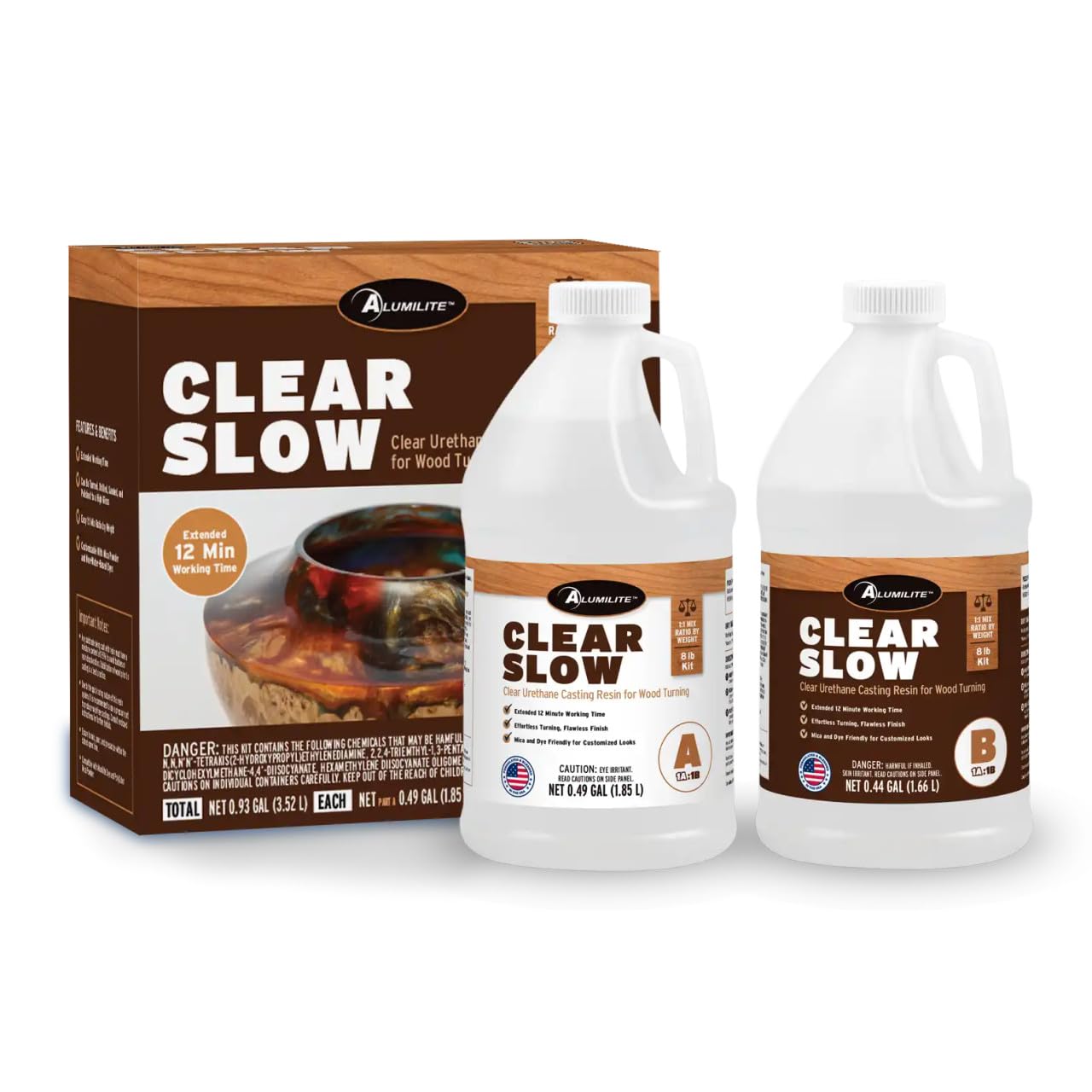 Alumilite Clear Slow Casting Resin, 8 lb, Perfect for Woodturning