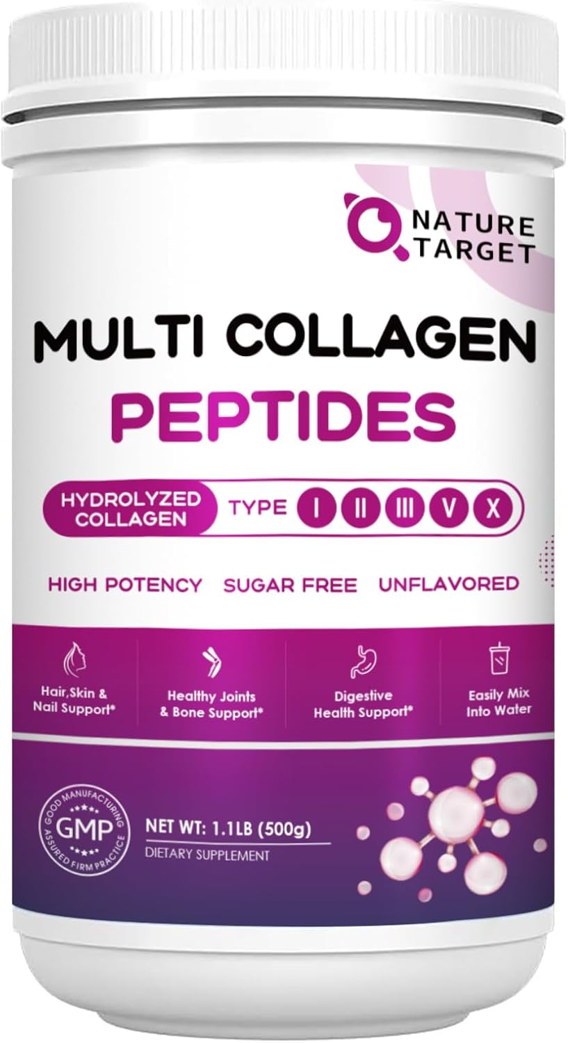 NATURE TARGET Multi Collagen Peptides Powder, 50 Servings