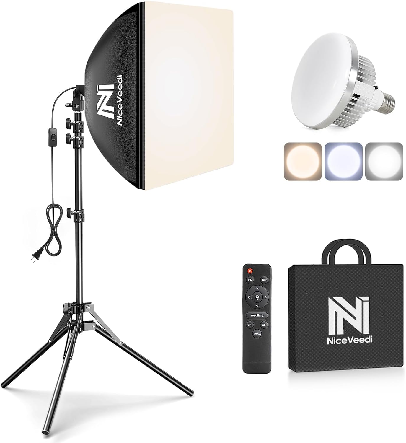 NiceVeedi 85W Softbox Photography Lighting 16'' x 16'' Softbox