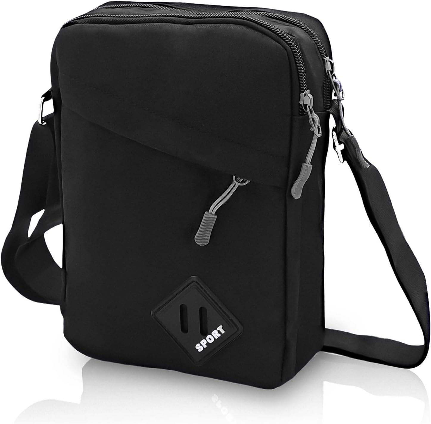 Geebymol Mens Shoulder Bag Nylon and Oxford Crossbody Bag, Messenger Bag with Zipper and Adjustable Strap, Casual Chest Sling Bag, Mens Gifts for Fathers Day
