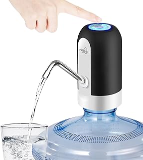 JOYHILL 5 Gallon Water Bottle Dispenser, USB Charging Water Bottle Pump, Portable Water Dispenser Pump for Camping（Black）