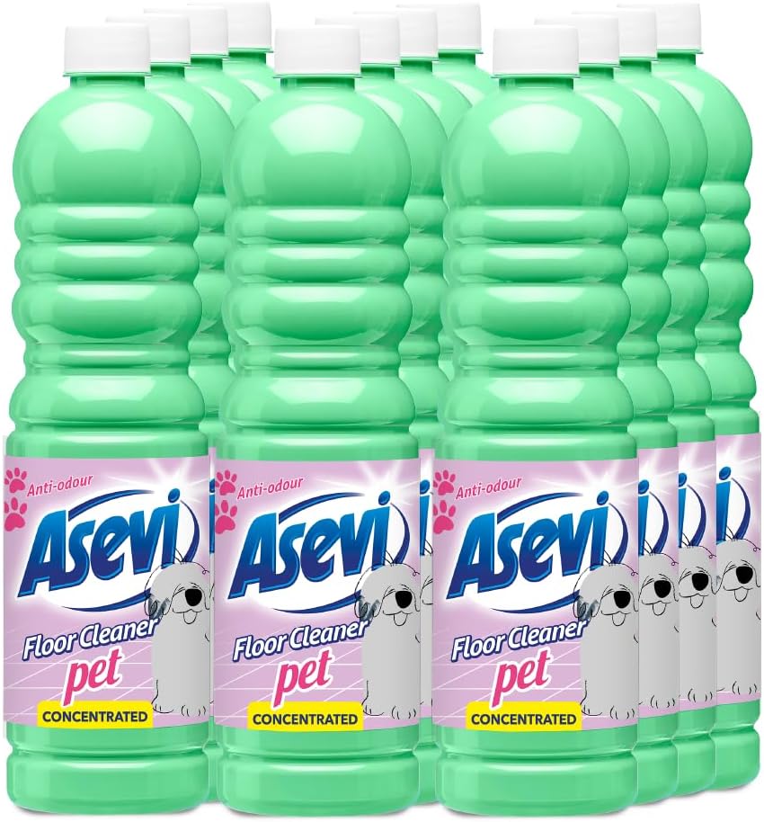 Asevi Concentrated Pet-Friendly Floor Cleaner Liquid – Fresh & Powerful Cleaning for Laminate, Stone & Hard Surfaces – Multipack 12 x 1L Bottles