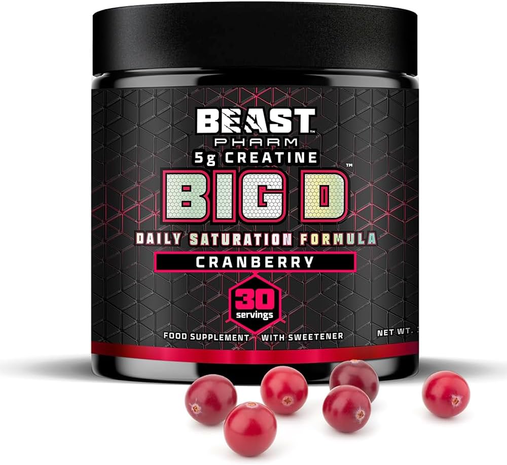 Beast Big D with Creatine Monohydrate Powder 30 Servings, Cranberry