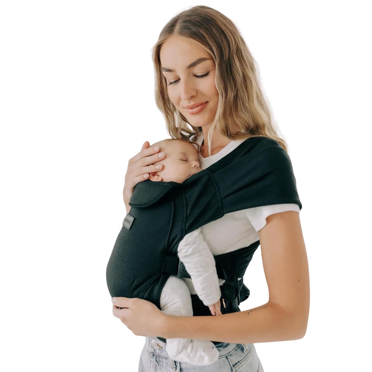 Tushbaby Pearl Newborn Carrier – Ergonomic Wrap for Newborns 8-20 lbs – Hands-Free Baby Carrier with Storage, Bottle Holder & Wipe Attachment – Soft, Breathable Fabric & Adjustable Fit – Easy On/Off