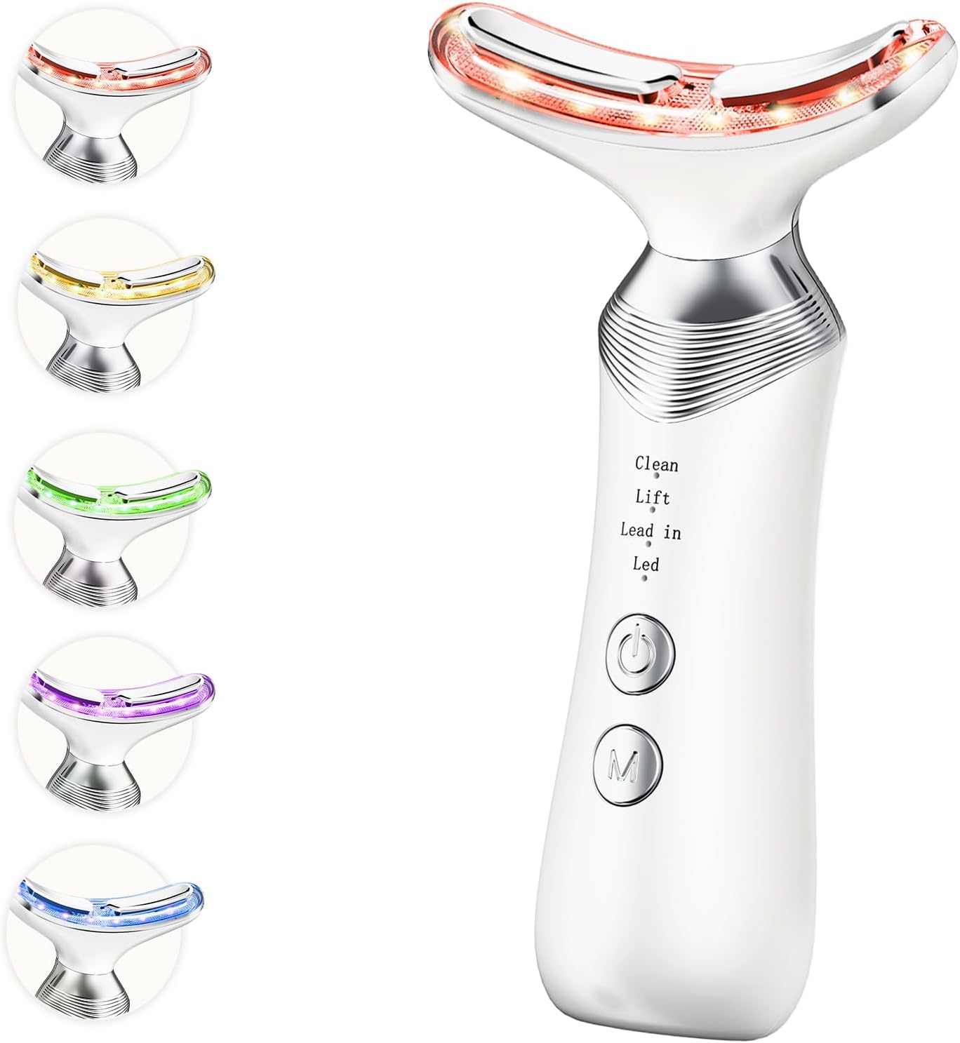 Face Massager, 3 Mode and 45±5°C Heat Facial Massager for SkinTightening & Neck Lifting with 5 LED Colors, Face Toning Devices for Women