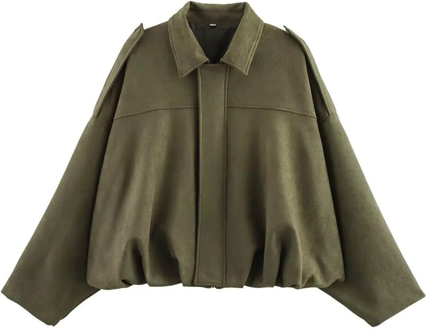 Faux Suede Bomber Jacket Women Trendy Long Sleeve Oversized Streetwear Coat Ladies Zip Lapel Casual Outwear Loose Fit Wildlederjacke