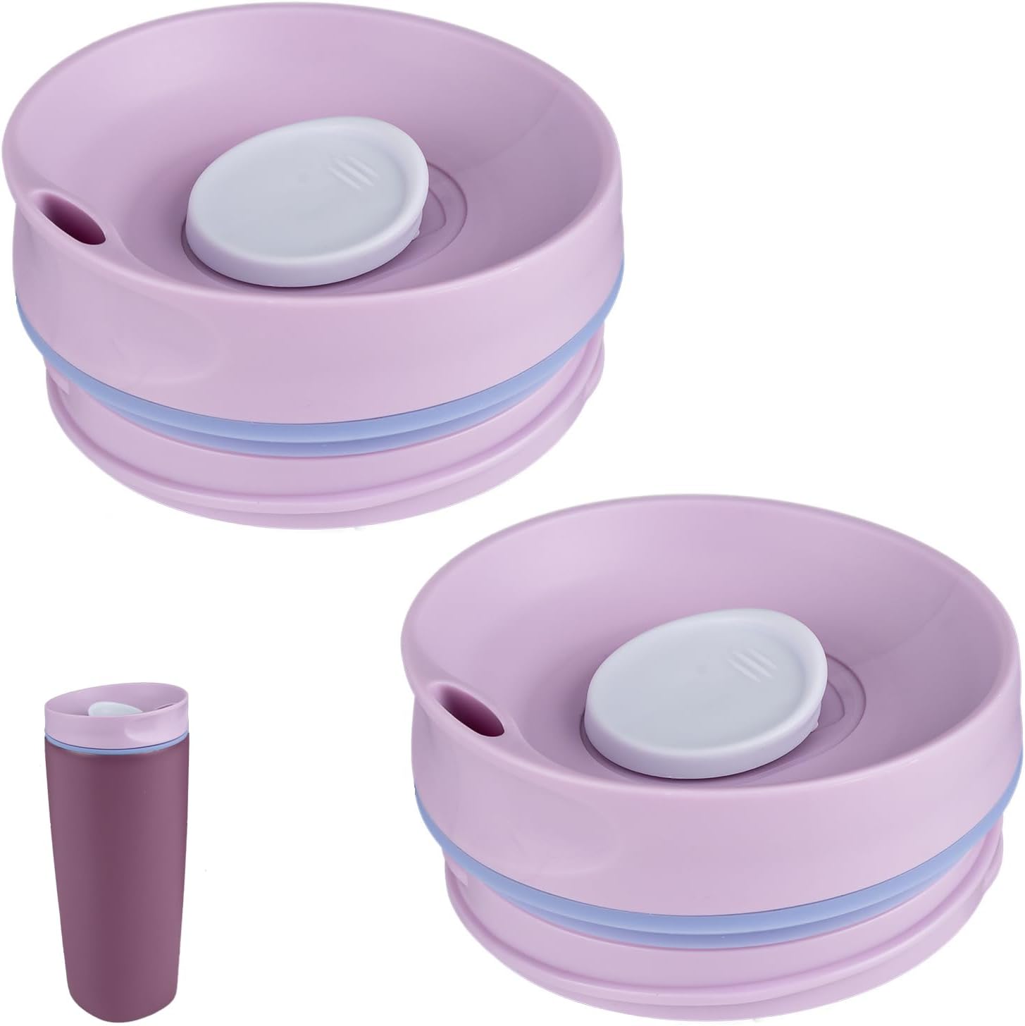 2 PCS Replacement Lid for Owala Coffee Tumbler, Lid Compatible with Owala 20/12 oz, 2 PCS Spill Proof Lid Accessories Fit, BPA-Free (Purple)