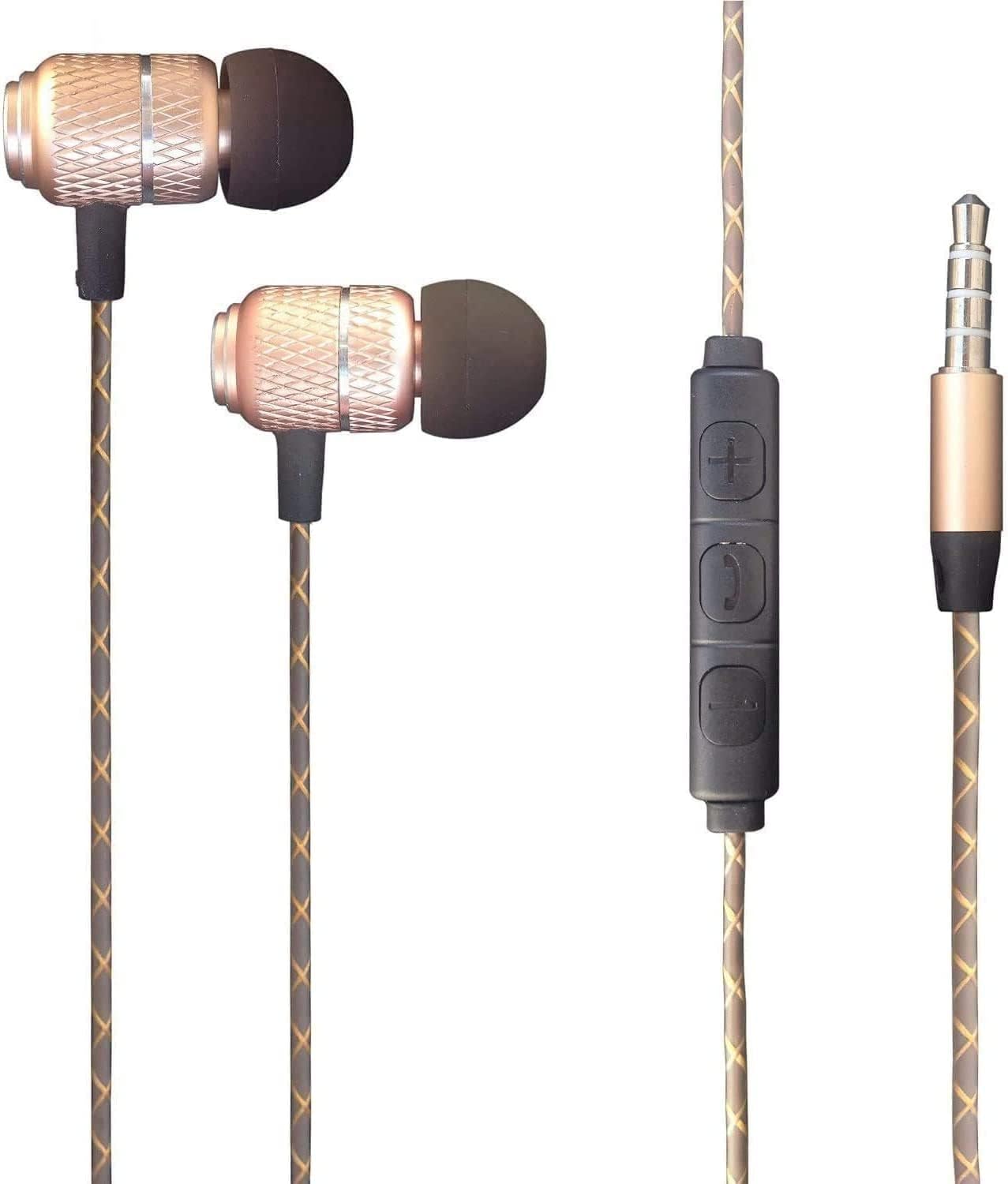 KP TECHNOLOGY Earphones for Blackview Shark 8 - In-Ear Headphones Earbuds with 3.5mm Jack [Remote & Microphone] Noise Isolating, High Definition for Blackview Shark 8 (GOLD)