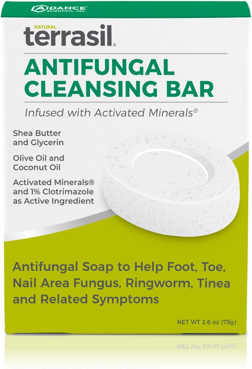 terrasil Antifungal Soap with Clotrimazole| Men & Women| Relieves Yeast Infection, Ringworm, Jock Itch & Athletes Foot Symptoms| Natural, Dermatologist Tested & Hypoallergenic Approved Soap (75gm)
