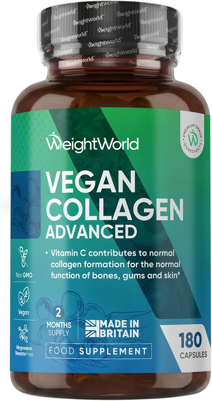 Vegan Collagen Supplements for Women & Men - 2 Months Supply - Plant-Based Capsules - With Hyaluronic Acid, Vitamin E, Vitamin C, Resveratrol, Zinc & Superfood Complex - Vegetarian Collagen