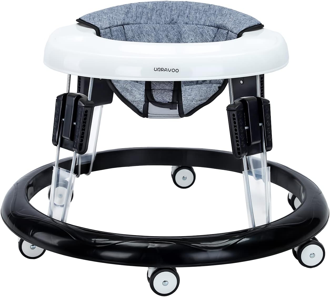 UBRAVOO Adjustable Baby Walker, Walkers for Baby with Universal Wheels, Height Adjustable, Folding & Compact Walker for Girls Boys 6-18 Months, Flax Grey