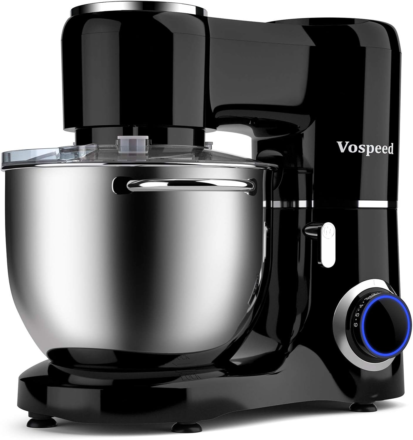 Vospeed Stand Mixer 8L Cake Mixer Electric Kitchen Food Mixer with Stainless Steel Bowl, Beater, Dough Hook, Whisk for Baking, Dishwasher Safe (Black)