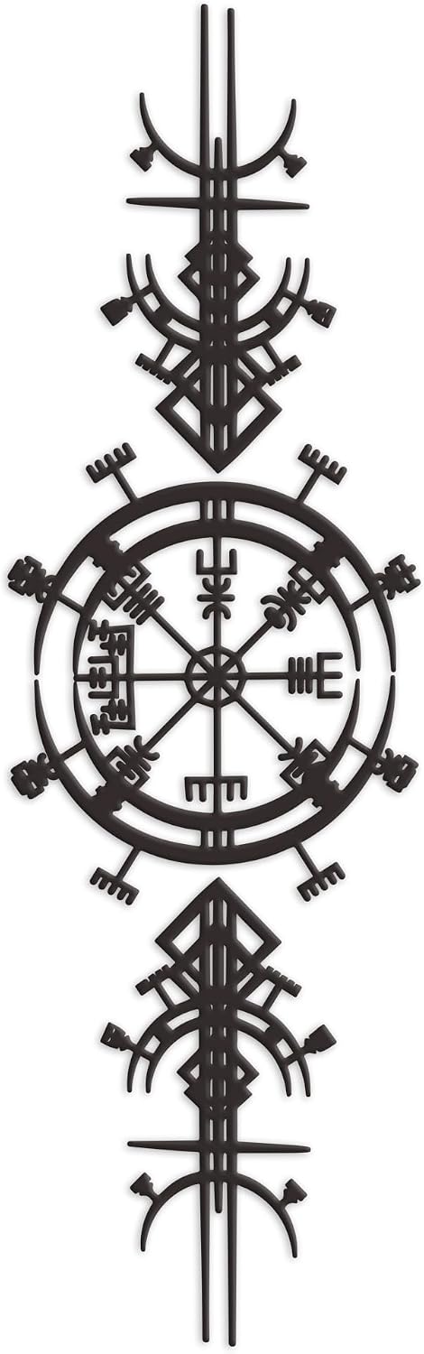 Metal Viking Wall Decor - Norse-Inspired Wall Artistry for Living room, bedroom, office (Black - 45.3'' x 13.4''