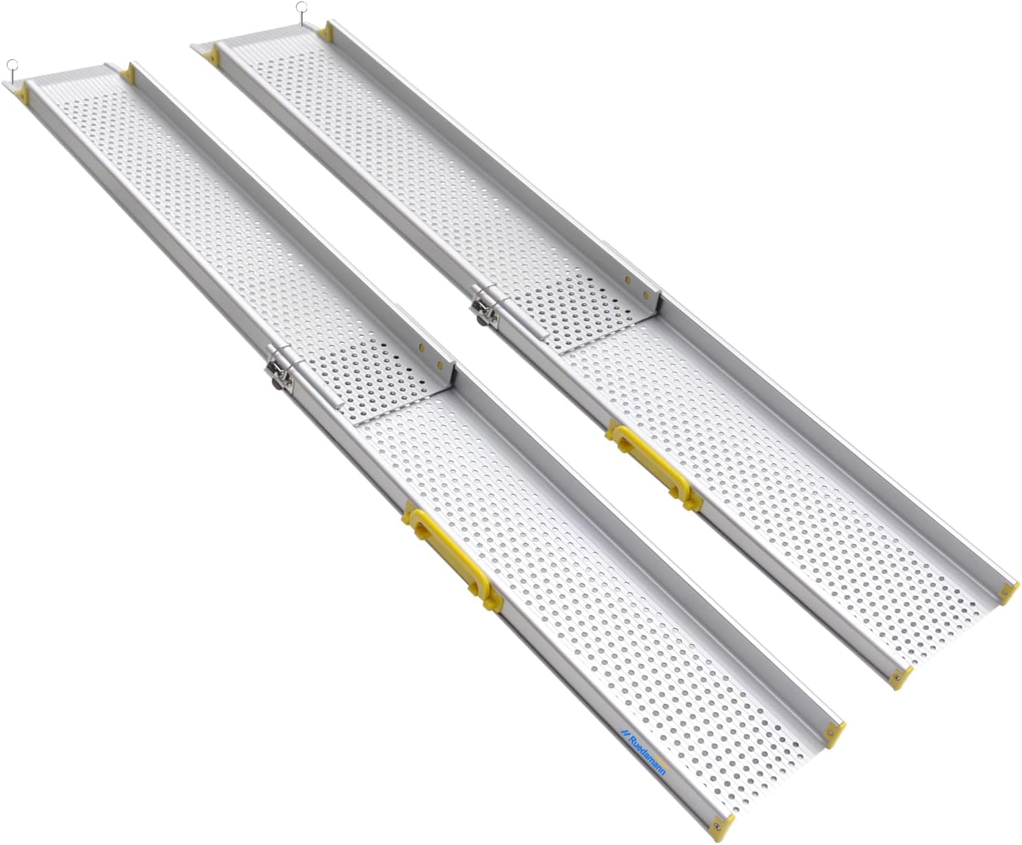 Ruedamann 6FT Portable Aluminum Wheelchair Ramp, 8" W, Holds Up to 600lbs, Two Section Telescoping Adjustable Non-Skid Ramp for Wheelchairs,Stairs,Steps,1 Set
