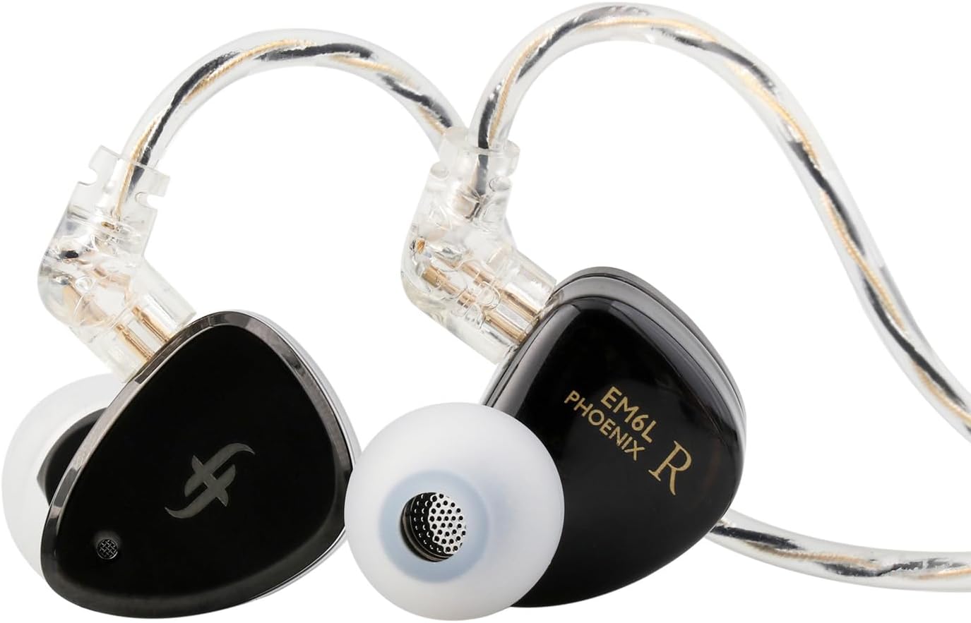 Linsoul SIMGOT EM6L 1DD + 4BA Hybrid Driver In-ear Monitor, Gaming Earbud, HiFi IEM Earphone with 3D-printed Resin Housing, Detachable OFC Silver-plated Cable (Black, SIMGOT EM6L)