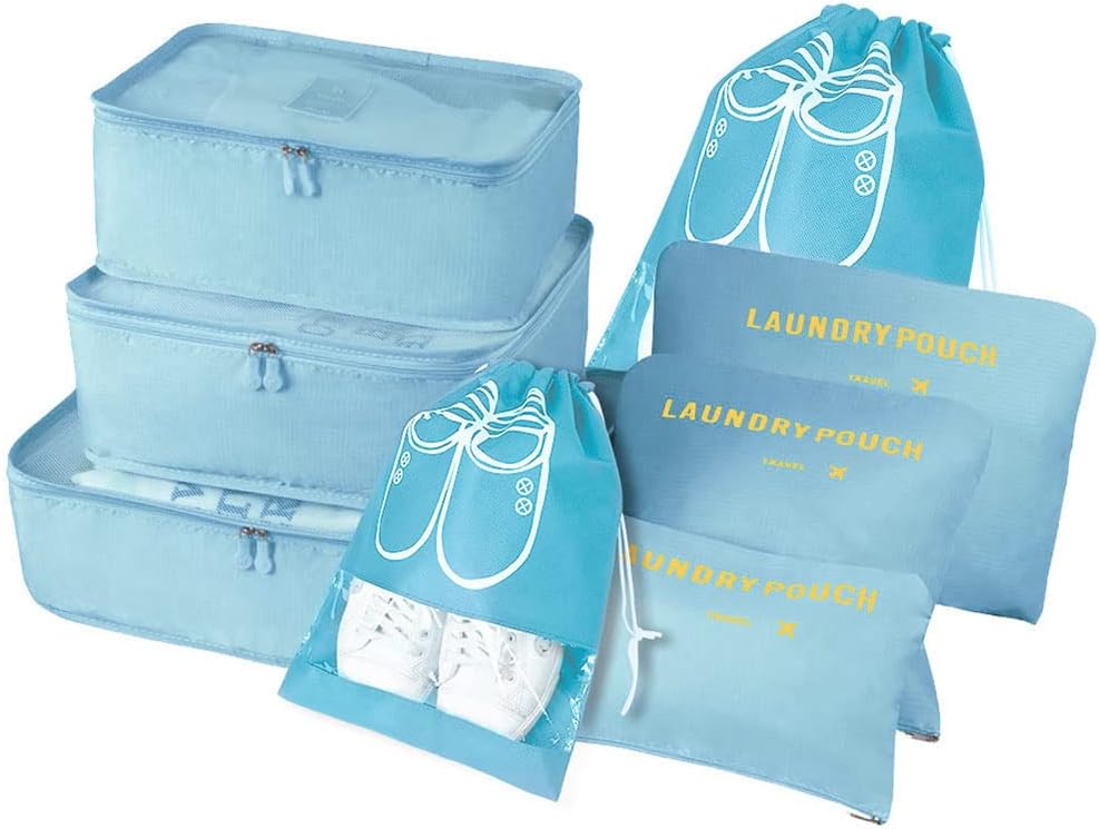 Vicloon Multifunction Packing Cubes - 8 PCS Organizer Packing Bags for Suitcase, Travel Essentials with Shoe Bag, Storage Accessories